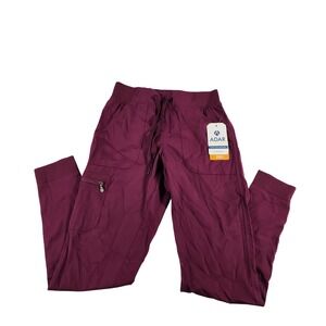 Adar Pro Womens Tailored Fit Jogger Scrub‎ Pants Wine Burgundy P7104 XS NWT